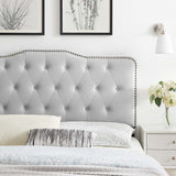 Sophia Light Gray Tufted Performance Velvet Twin Headboard - Ornate Home