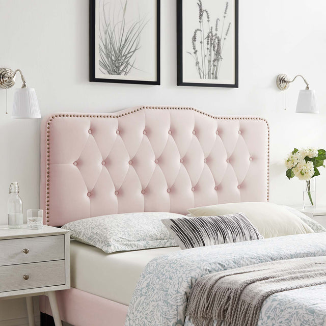 Sophia Pink Tufted Performance Velvet Full/Queen Headboard - Ornate Home