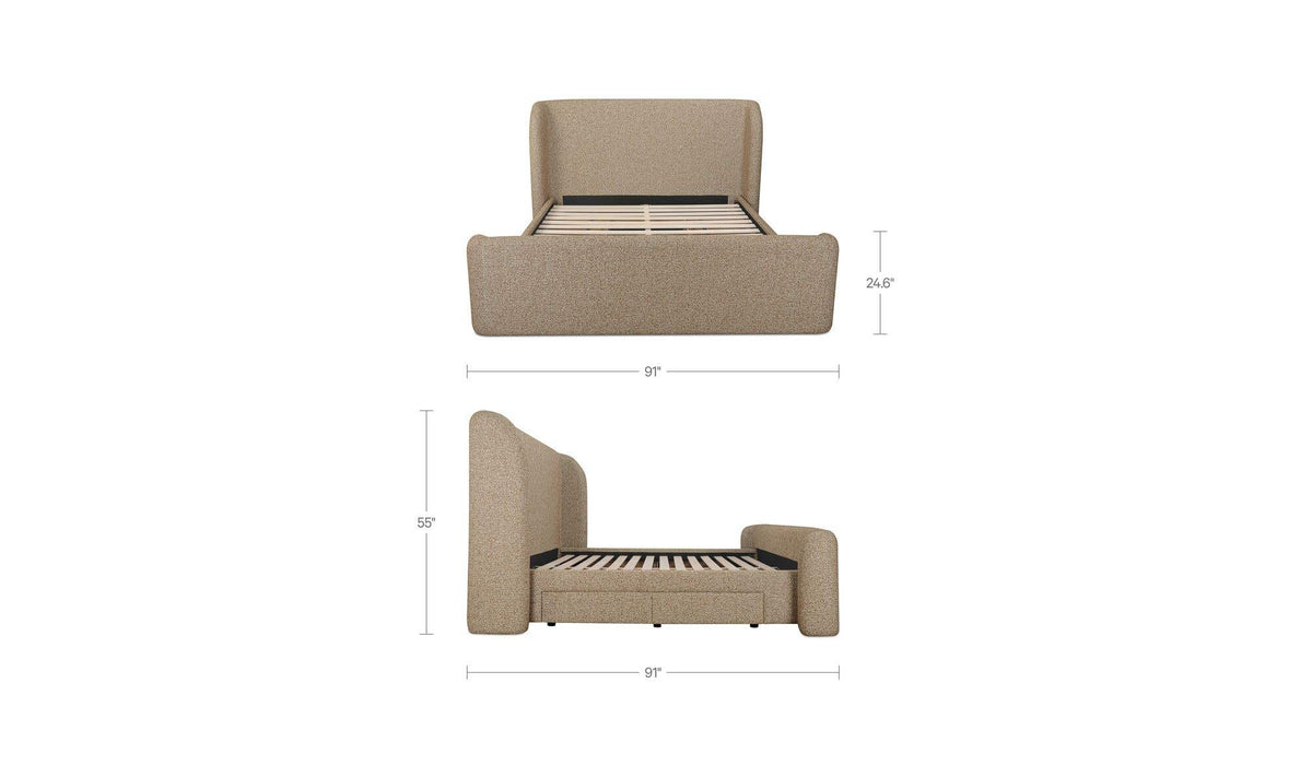 Sophia Speckled Light Brown King Storage Bed - Ornate Home