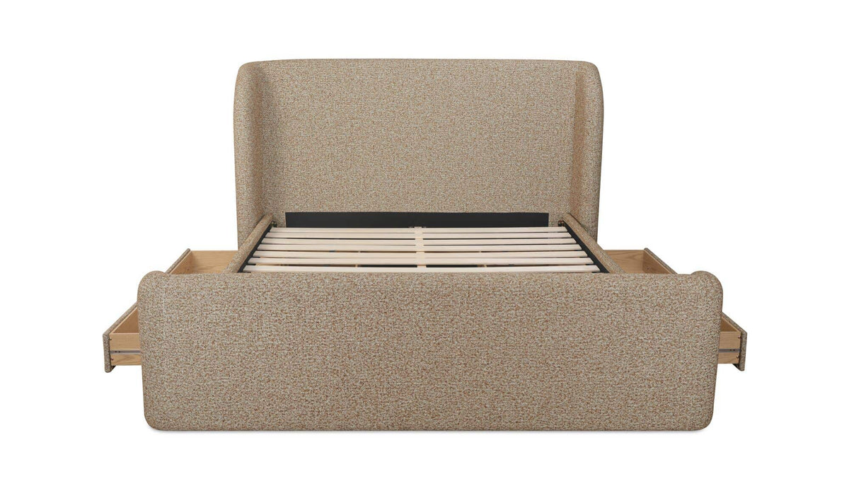 Sophia Speckled Light Brown Queen Storage Bed - Ornate Home