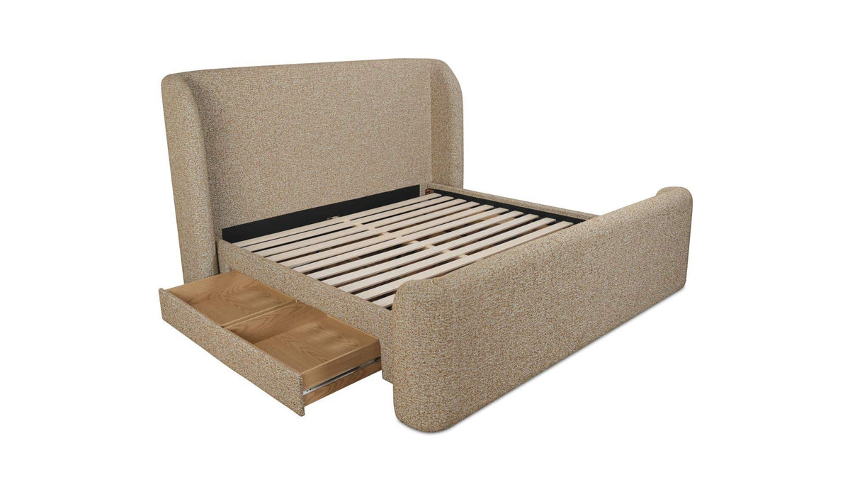 Sophia Speckled Light Brown Queen Storage Bed - Ornate Home