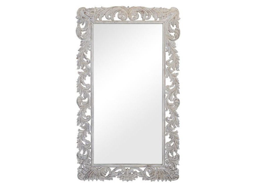 Sophia White Carved Mirror - Ornate Home