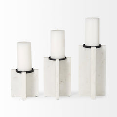 Sophia White Marble Candle Holder Large - Ornate Home