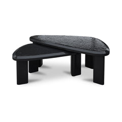 Sophie Charcoal Lacquer Outdoor Nesting Table Set - Ornate Home