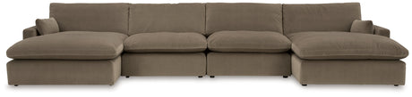 Sophie Cocoa Velvet 4pc U Shape Double Chaise Sectional - Ornate Home