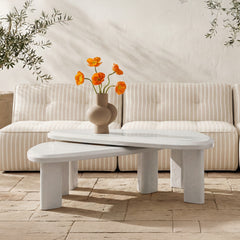 Sophie Cream Lacquer Outdoor Nesting Table Set - Ornate Home