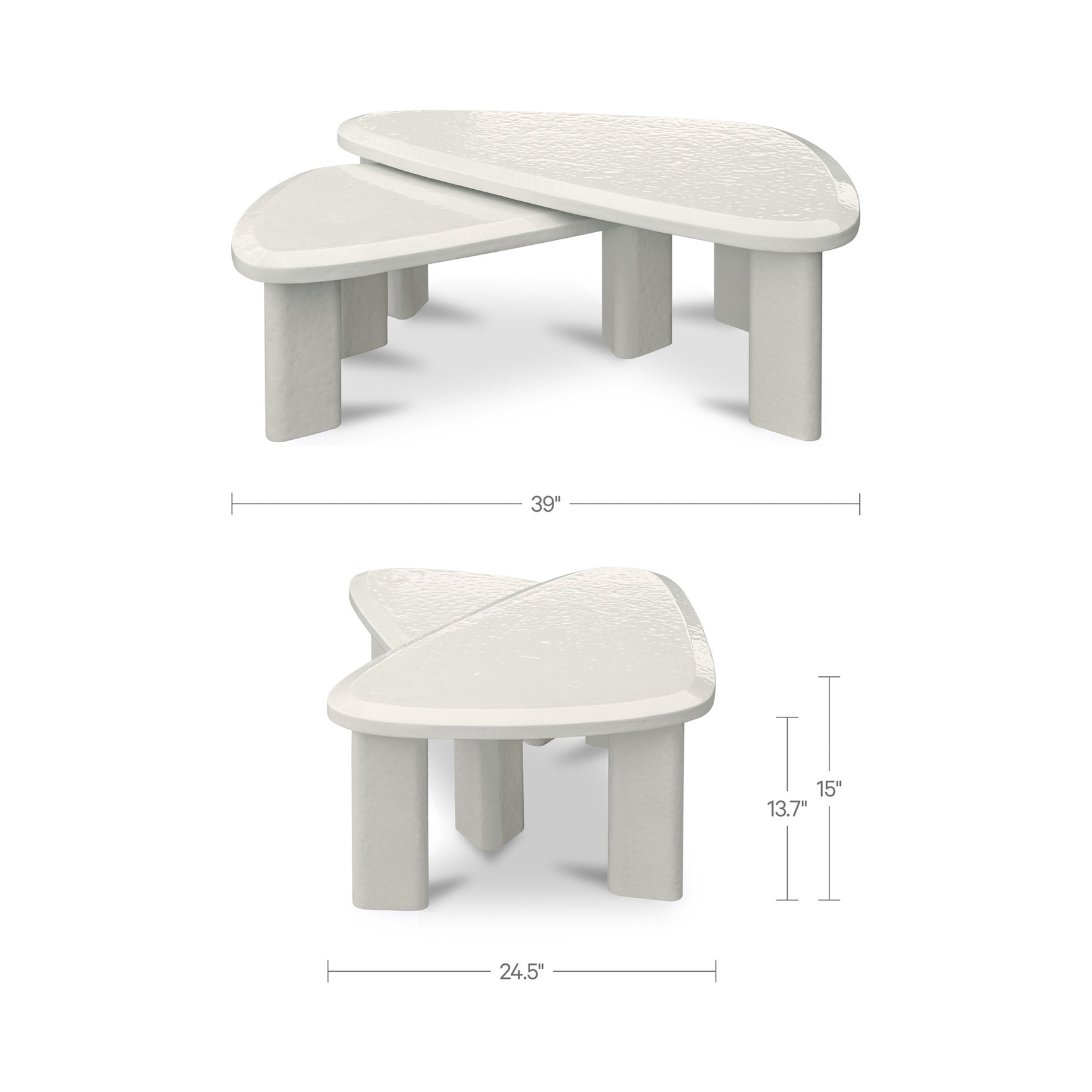 Sophie Cream Lacquer Outdoor Nesting Table Set - Ornate Home