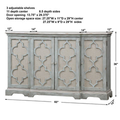 Sophie Gray/White 4 Door Cabinet - Ornate Home