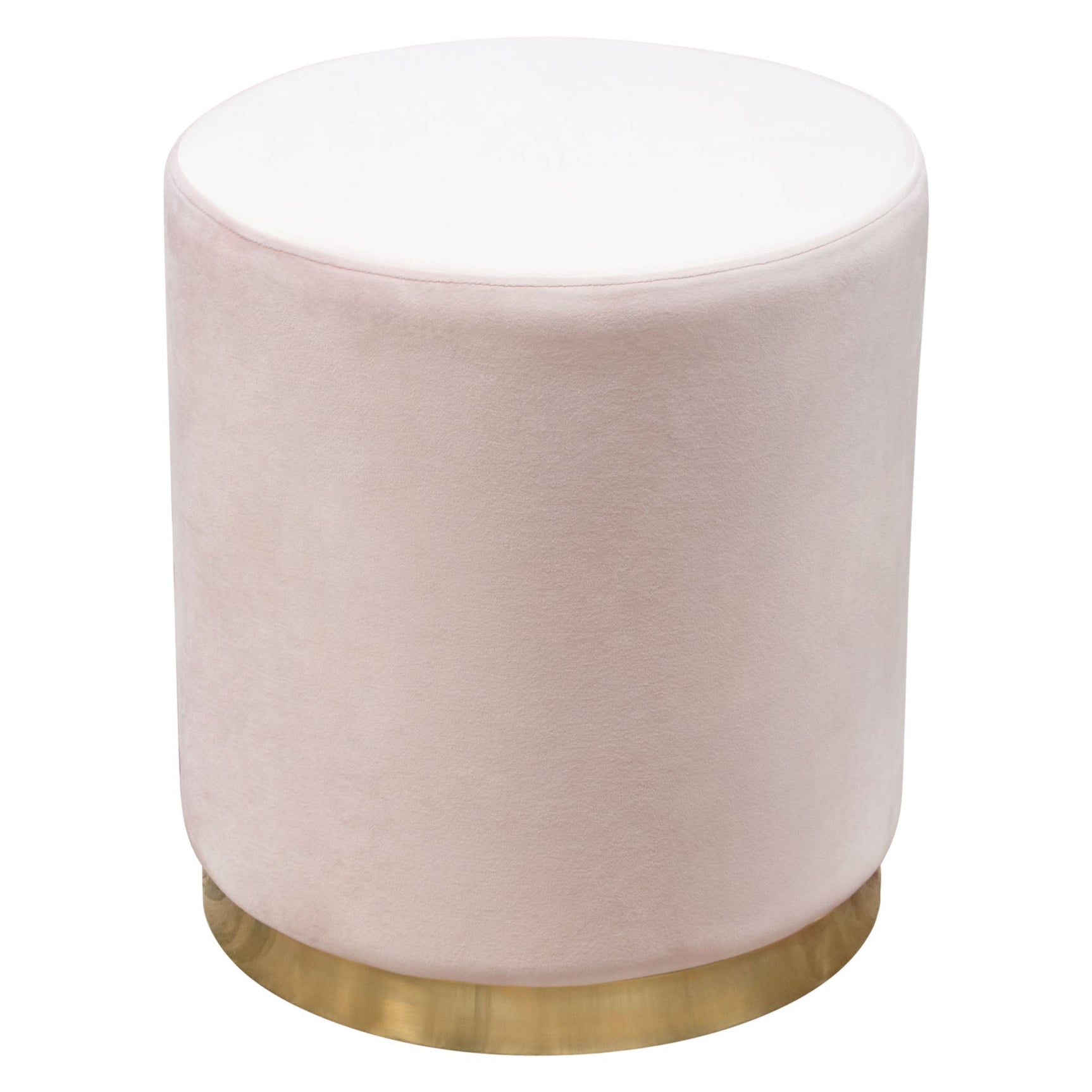 Sorbet Blush Pink Round Accent Ottoman - Ornate Home