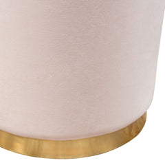 Sorbet Blush Pink Round Accent Ottoman - Ornate Home