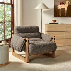 Sorelle Dark Brown/Earth Upholstered Fabric Sling Lounge Chair - Ornate Home