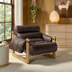 Sorelle Espresso Vegan Leather Sling Lounge Chair - Ornate Home