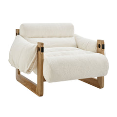 Sorelle Oak/Cream Upholstered Fabric Sling Lounge Chair - Ornate Home