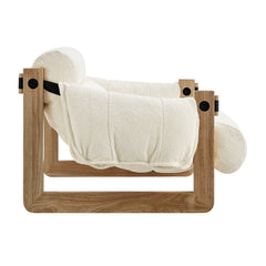 Sorelle Oak/Cream Upholstered Fabric Sling Lounge Chair - Ornate Home
