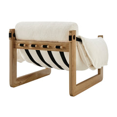 Sorelle Oak/Cream Upholstered Fabric Sling Lounge Chair - Ornate Home