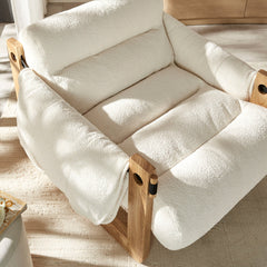 Sorelle Oak/Cream Upholstered Fabric Sling Lounge Chair - Ornate Home