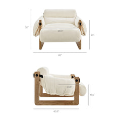 Sorelle Oak/Cream Upholstered Fabric Sling Lounge Chair - Ornate Home
