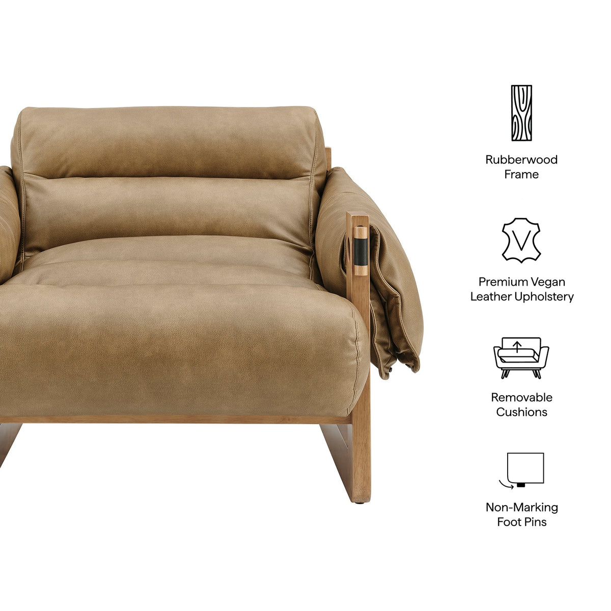Sorelle Toast Vegan Leather Sling Lounge Chair - Ornate Home
