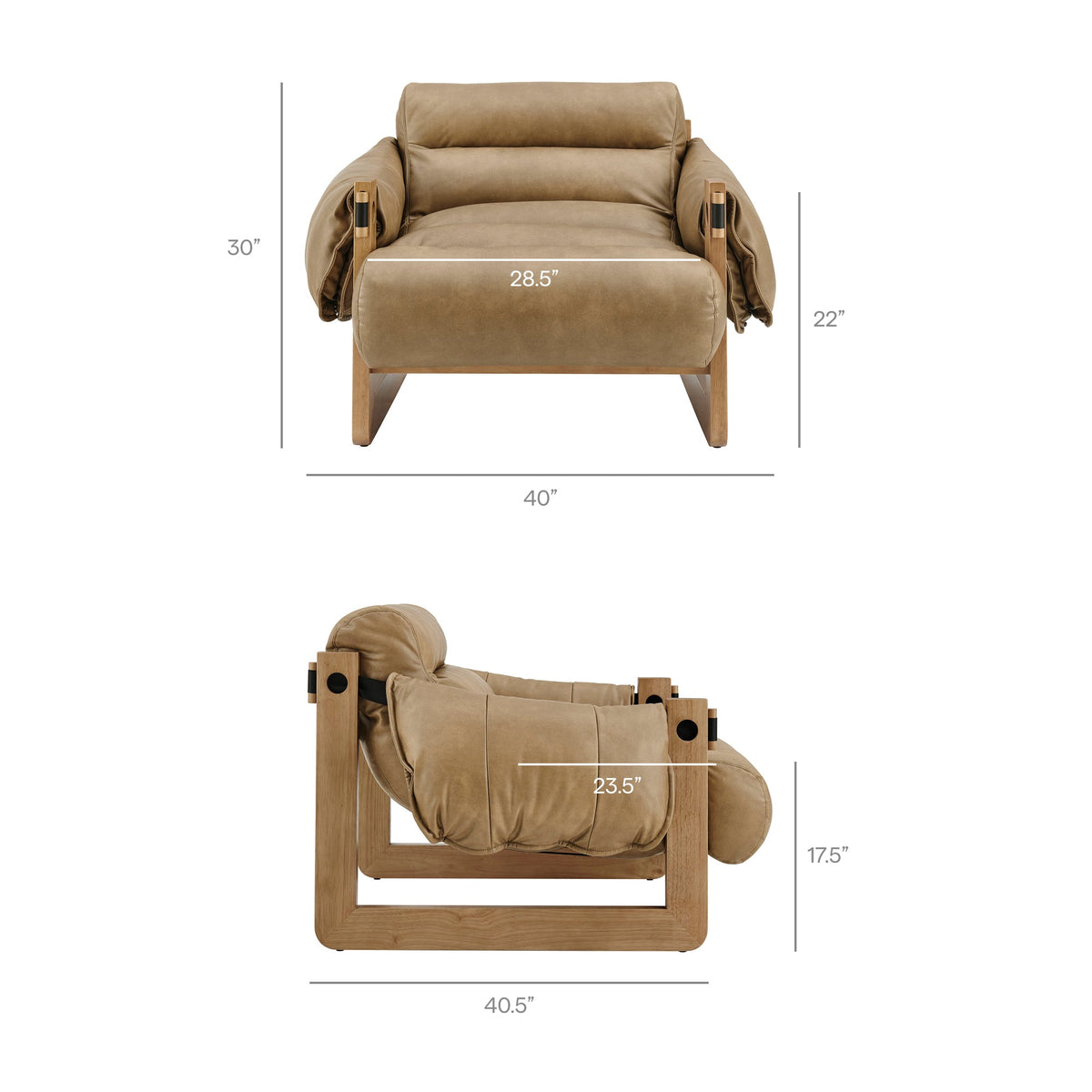 Sorelle Toast Vegan Leather Sling Lounge Chair - Ornate Home