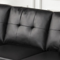 Sorenza Black 74"W PVC Reversible Sectional Sofa with Chaise - Ornate Home