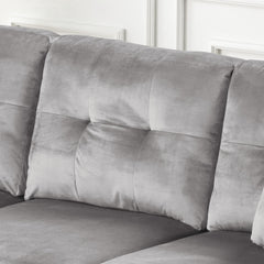 Sorenza Gray 74"W Velvet Reversible Sectional Sofa with Chaise - Ornate Home
