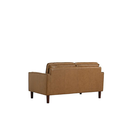 Soria Saddle Brown Top-Grain Leather Loveseat - Ornate Home