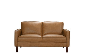 Soria Saddle Brown Top-Grain Leather Loveseat - Ornate Home