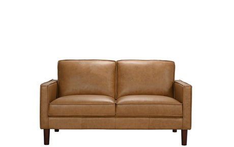 Soria Saddle Brown Top-Grain Leather Loveseat - Ornate Home