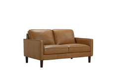 Soria Saddle Brown Top-Grain Leather Loveseat - Ornate Home