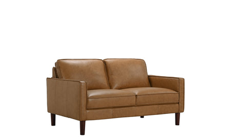 Soria Saddle Brown Top-Grain Leather Loveseat - Ornate Home