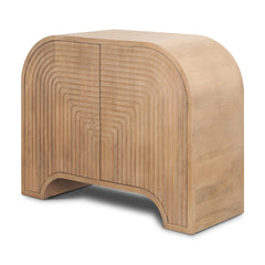 Sorina Light Brown Reverse Fluted Wood Accent Cabinet - Ornate Home
