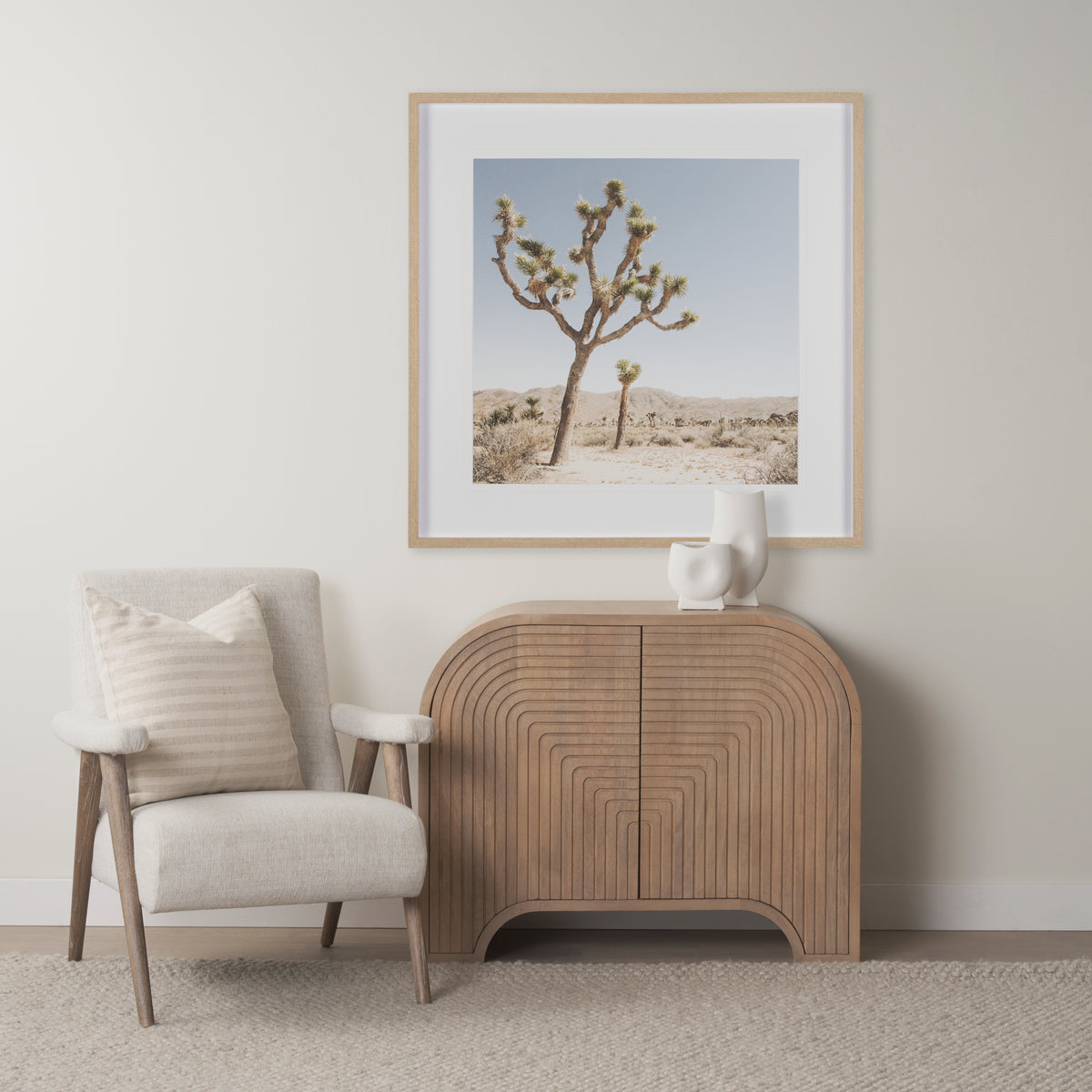 Sorina Light Brown Reverse Fluted Wood Accent Cabinet - Ornate Home