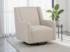 Sorrel Latte Fabric Upholstered Swivel Glider Arm Chair - Ornate Home