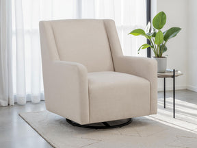 Sorrel Latte Fabric Upholstered Swivel Glider Arm Chair - Ornate Home