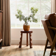 Sorrel Walnut Carved Wood Stool - Ornate Home