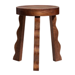 Sorrel Walnut Carved Wood Stool - Ornate Home