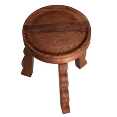 Sorrel Walnut Carved Wood Stool - Ornate Home
