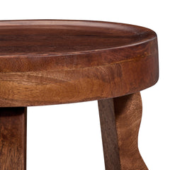 Sorrel Walnut Carved Wood Stool - Ornate Home
