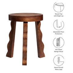 Sorrel Walnut Carved Wood Stool - Ornate Home