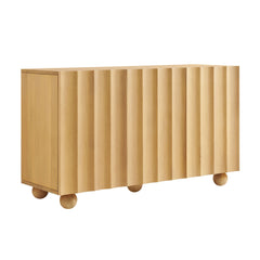 Sorren Natural 54 Inch Scalloped Wood 3-Door Sideboard - Ornate Home