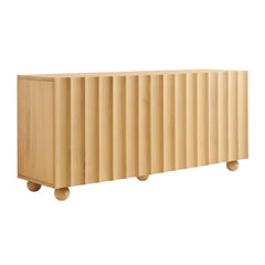 Sorren Natural 72 Inch Scalloped Wood 4-Door Sideboard - Ornate Home