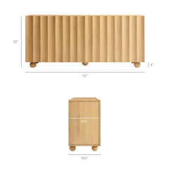 Sorren Natural 72 Inch Scalloped Wood 4-Door Sideboard - Ornate Home