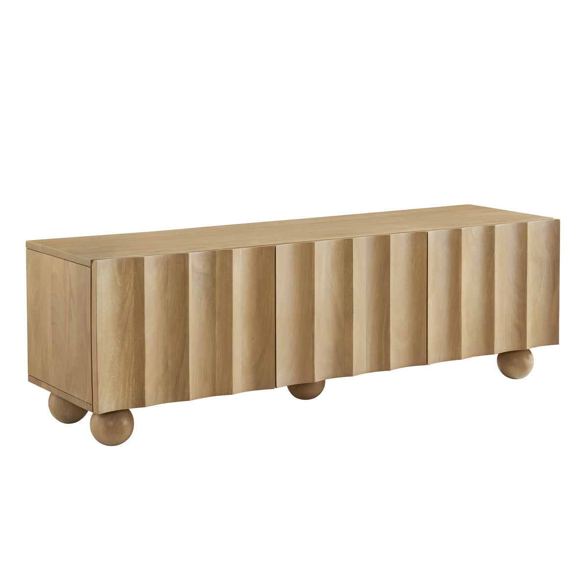 Sorren Natural Scalloped 54" Wood TV Stand - Ornate Home