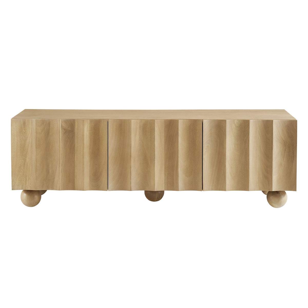 Sorren Natural Scalloped 54" Wood TV Stand - Ornate Home