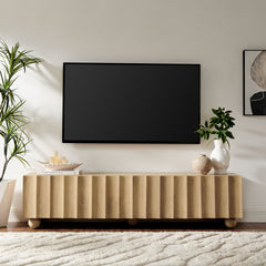 Sorren Natural Scalloped 71" Wood TV Stand - Ornate Home