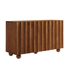 Sorren Walnut 54 Inch Scalloped Wood 3-Door Sideboard - Ornate Home