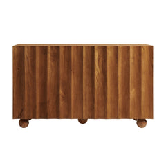 Sorren Walnut 54 Inch Scalloped Wood 3-Door Sideboard - Ornate Home