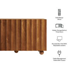 Sorren Walnut 54 Inch Scalloped Wood 3-Door Sideboard - Ornate Home