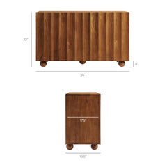 Sorren Walnut 54 Inch Scalloped Wood 3-Door Sideboard - Ornate Home