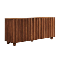 Sorren Walnut 72 Inch Scalloped Wood 4-Door Sideboard - Ornate Home